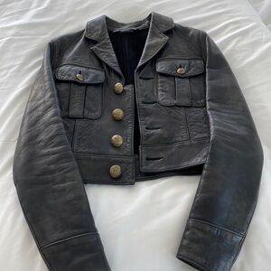 ralph lauren cropped leather jacket
